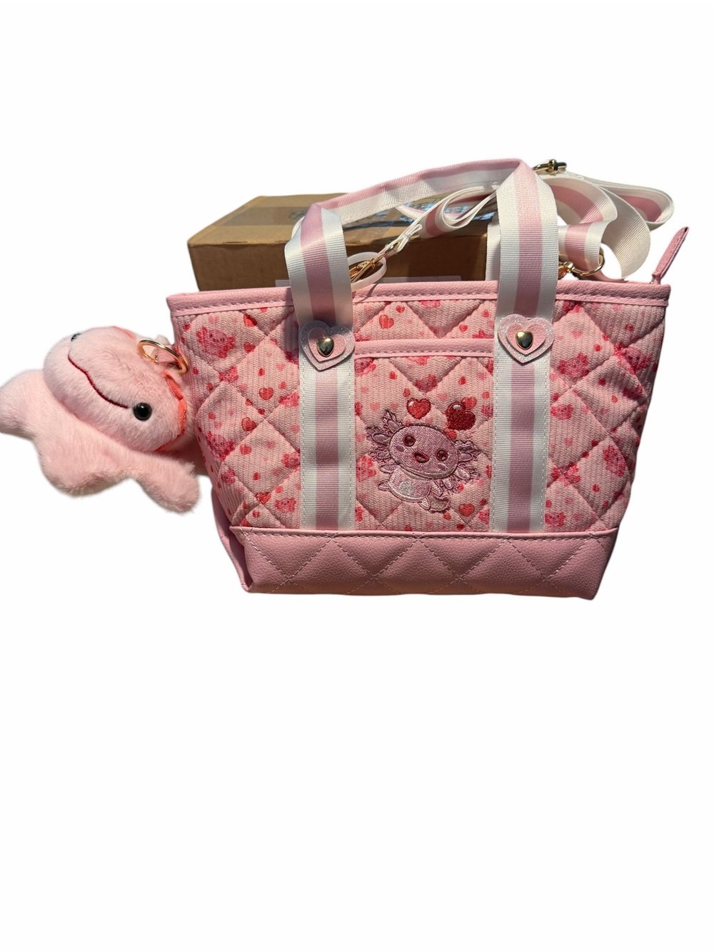 Under One Sky Pink Quilted Tote with Plush Charm